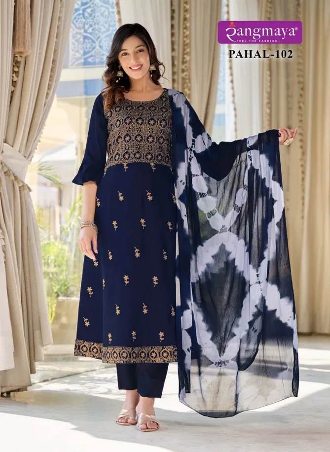 Pahal By Rangmaya Rayon Kurti With Bottom Dupatta Suppliers In India